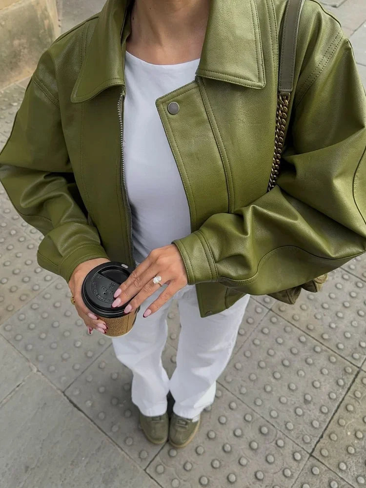 SIMONA™ - ELEGANT & TRENDIG – ÜBERGROß-LEDERJACKE