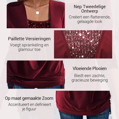 Giana™-Damen Langarmshirt mit Pailletten