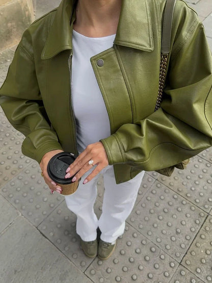 SIMONA™ - ELEGANT & TRENDIG – ÜBERGROß-LEDERJACKE